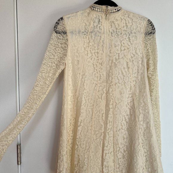 Anthropologie White Lace Babydoll Midi dress - Picture 6 of 9
